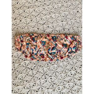 By Anthropologie Floral Silky Bandeau Top M Peach Summer Coastal Beach Festival